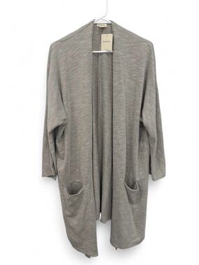 NWT DONNI Slouchy Ribbed Striped Drape Open Front Sweater Coat Cardigan One Size